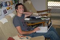  Jason checking his email at Grandma & Grandad Hocking's at Moss Vale