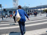 USA2016-1225  crossing the road towards the San Francisco piers : 2016, August, Betty, US, holidays