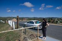  Kristie & her car at a lookout above the southern end of Yeppoon Beach